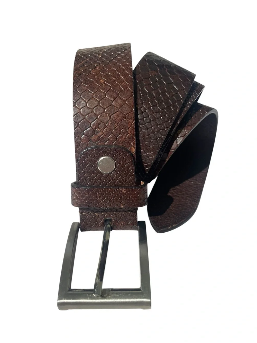 Handmade Italian Belt Brown Snake Print Leather Daniele Sole Firenze Men's  40